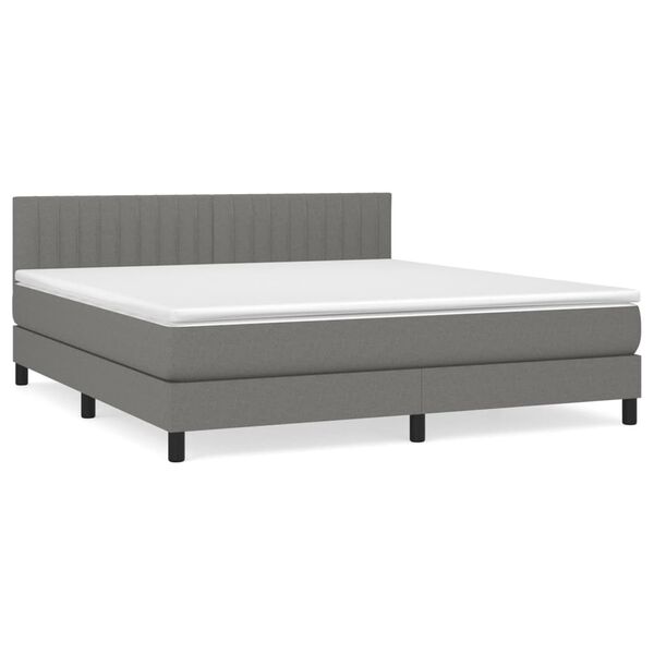 vidaXL Boxspring met matras stof donkergrijs 180x200 cm