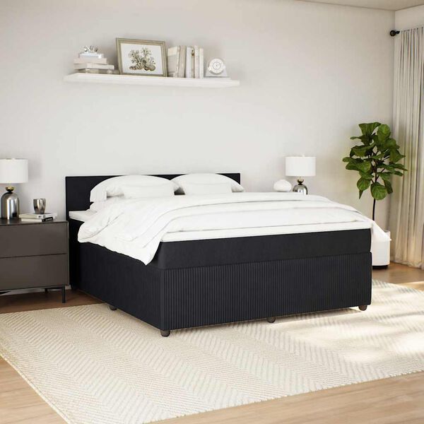 vidaXL Boxspring met matras fluweel zwart 180x200 cm