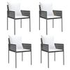 vidaXL Tuinstoelen 4 st met kussens 54x61x83 cm poly rattan bruin