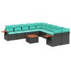 vidaXL 11-delige Loungeset met kussens poly rattan zwart