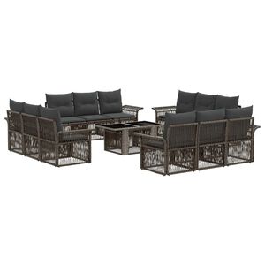 vidaXL Tuinbankenset 13 st Grijs en Donkergrijs poly rattan
