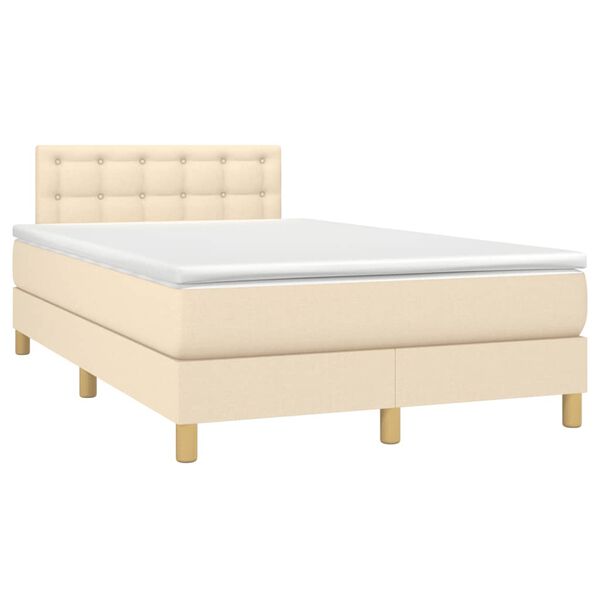 vidaXL Boxspring met matras stof cr&egrave;mekleurig 120x190 cm
