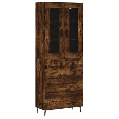 vidaXL Hoge kast 69,5x34x180 cm bewerkt hout gerookt eikenkleurig