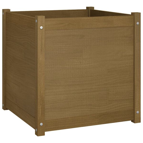 vidaXL Plantenbakken 2 st 60x60x60 cm massief grenenhout honingbruin