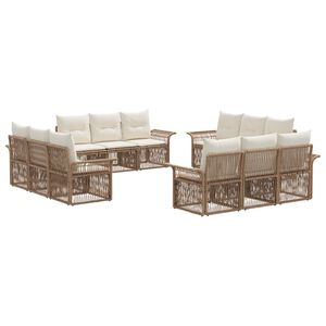 vidaXL Tuinbankenset 12 pcs Beige poly rattan