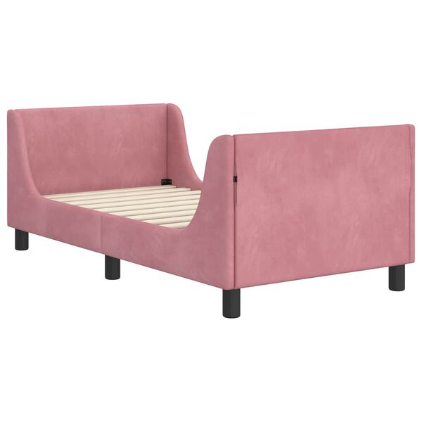 vidaXL Bedframe voor kinderen met hoofdbord Roze 80 x 160 cm Fluweel