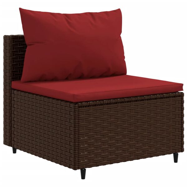 vidaXL 9-delige Loungeset met kussens poly rattan bruin