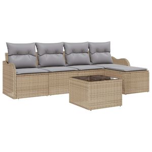 vidaXL Tuin Sofa Set met kussen met opslag 6 pcs Zwart Poly riet