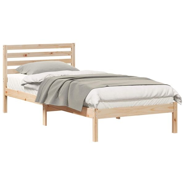 vidaXL Bedframe met hoofdeinde Bruin 100 x 210 cm Massief grenenhout