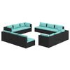 vidaXL 12-delige Loungeset met kussens poly rattan zwart