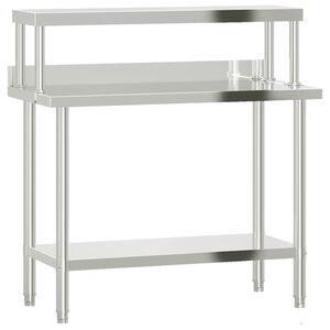 vidaXL Keukenwerktafel met bovenschap 110x55x120 cm roestvrij staal