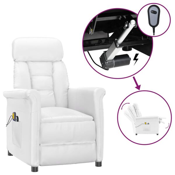 vidaXL Massagestoel elektrisch kunstleer wit