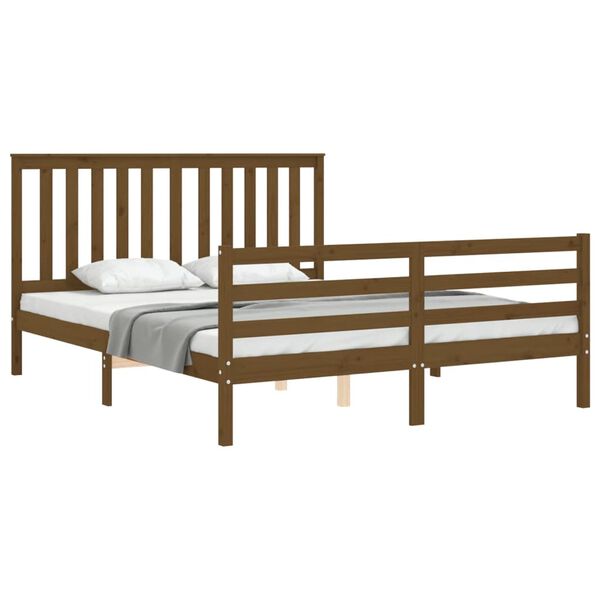 vidaXL Bedframe met hoofdbord hout honingbruin 160x200 cm