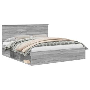 vidaXL Bedframe Grijs Sonoma 200 x 200 cm Massief grenenhout