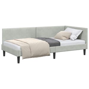 vidaXL Hoekbedframe met hoofdeinde Lichtgrijs 80 cm x 200 cm Fluweel