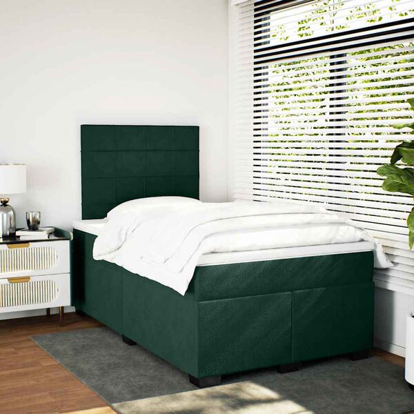 vidaXL Boxspring met matras fluweel donkergroen 120x190 cm