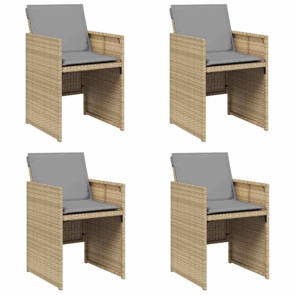 vidaXL Tuinstoelen 4 st met kussens poly rattan gemengd beige