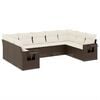 vidaXL 9-delige Loungeset met kussens poly rattan bruin