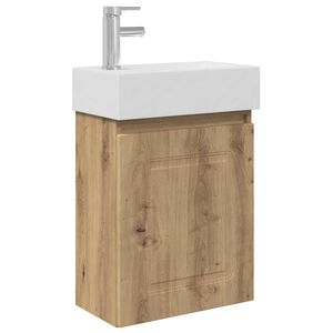 vidaXL Badkamermeubel met kraan Artisanaal eiken 45,5 x 22,5 x 84 cm