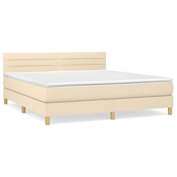 vidaXL Boxspring met matras stof cr&egrave;mekleurig 160x200 cm