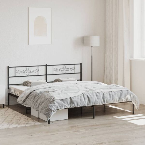 vidaXL Bedframe met hoofdbord metaal zwart 180x200 cm