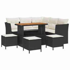 vidaXL Tuin Sofa Set 9 st 5-zits Zwart en Cr&egrave;me poly rattan