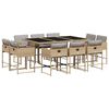 vidaXL 11-delige Tuinset met kussens poly rattan gemengd beige