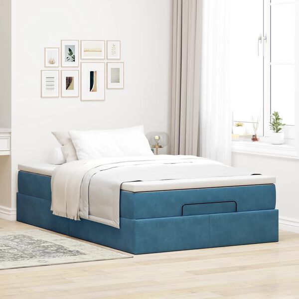 vidaXL Ottoman bed met matras 120x200cm fluweel donkerblauw