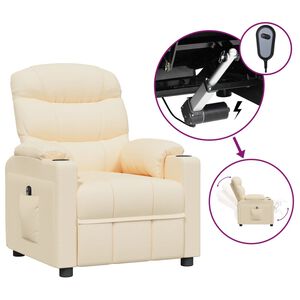 vidaXL Fauteuil verstelbaar elektrisch stof cr&egrave;mekleurig