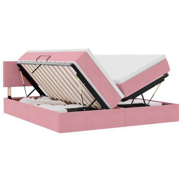 vidaXL Opslag bed met matras met hoofdeinde Roze 100 x 200 cm