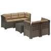 vidaXL 5-Zits Tuin Sofa met Kussens Rattan Look PP Lichtgrijs