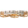 vidaXL 6-delige Loungeset met lichtgrijze kussens massief hout