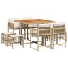 vidaXL 9-delige Tuinset met kussens poly rattan beige