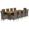 vidaXL 11-delige Tuinset met kussens poly rattan grijs