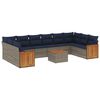 vidaXL 11-delige tuinbankset met kussens, grijs polyrotan