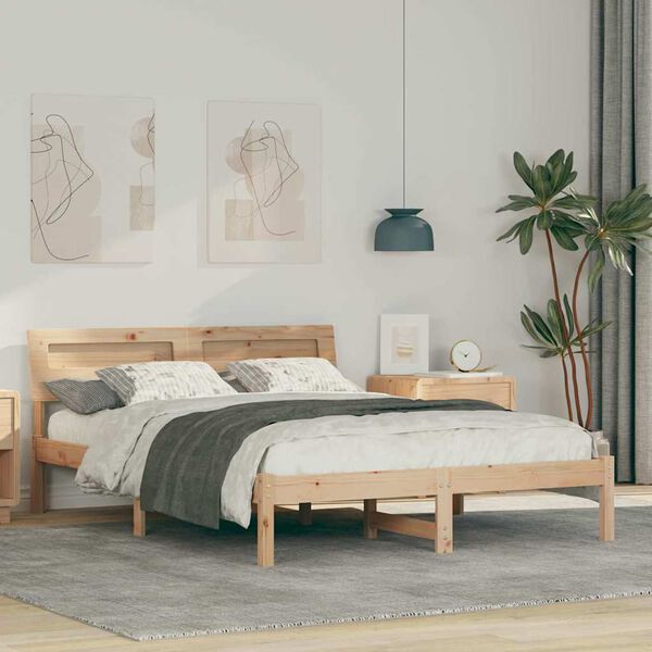 vidaXL Bedframe met hoofdeinde Bruin 120 x 190 cm Massief grenenhout