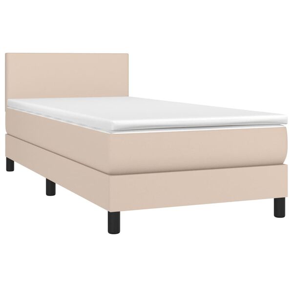 vidaXL Boxspring met matras kunstleer cappuccinokleurig 80x200 cm