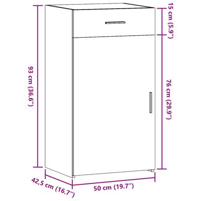 vidaXL Dressoir 50x42,5x93 cm bewerkt hout bruin eikenkleur