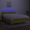 vidaXL Boxspring met matras en LED stof groen 140x200 cm