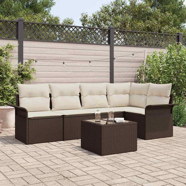 vidaXL Tuin Sofa Set met kussen 6 pcs poly rattan