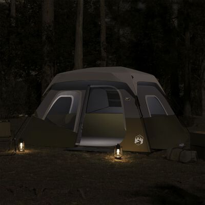 vidaXL Tent 6-persoons waterdicht met LED lichtgroen