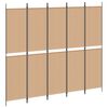 vidaXL 5-Panel Room Divider Beige 250 x 220 cm Stof
