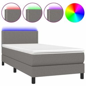 vidaXL Boxspring met matras en LED stof donkergrijs 80x200 cm
