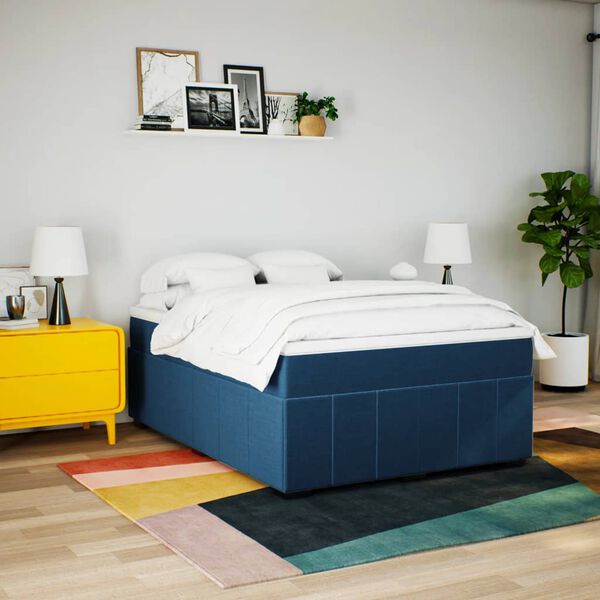 vidaXL Boxspring met matras stof blauw 160x200 cm