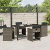 vidaXL Tuin eettafelset met kussen 5 pcs Grijs poly rattan