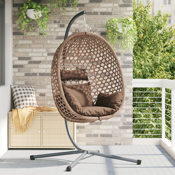vidaXL Hangende ei-stoel Koffiebruin 104 x 100 x 191 cm poly rattan