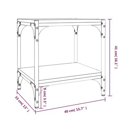 vidaXL Tv-meubel 40x33x41 cm bewerkt hout en staal gerookt eikenkleur