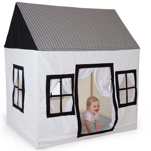 CHILDHOME Speelhuis 125x95x145 cm canvas wit en zwart