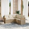 vidaXL 5-delige Loungeset met kussens poly rattan beige