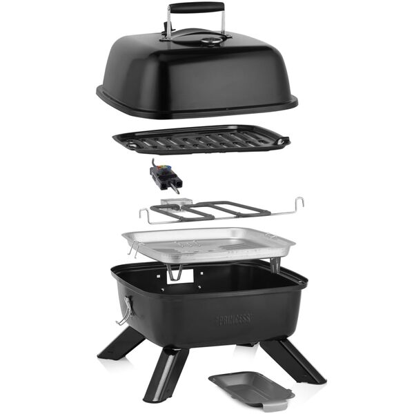 Princess Barbecuegrill draagbaar hybride 2000 W zwart